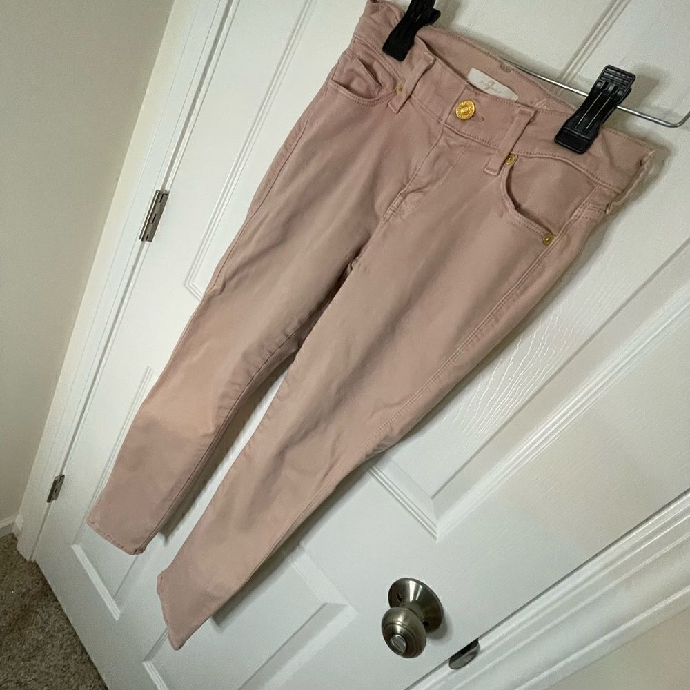 7 For All Man Kind pale pink slim straight jeans 26